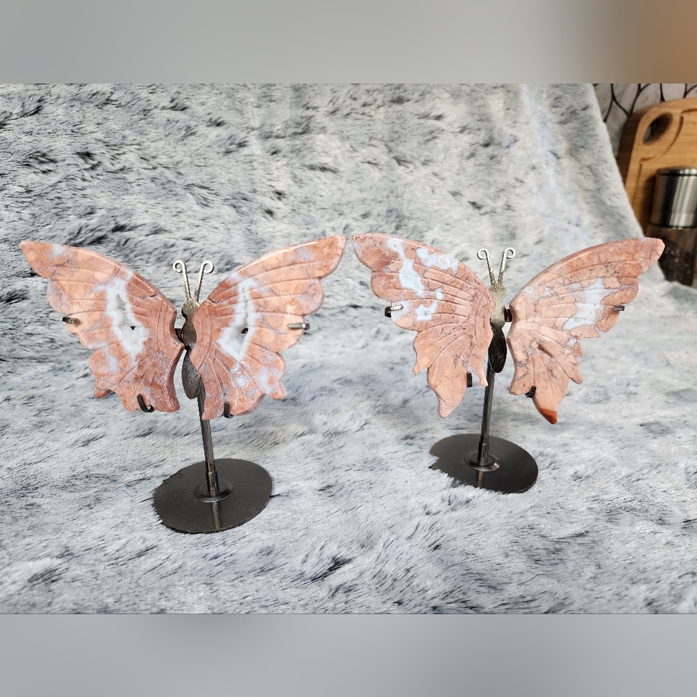 Pink Druzy Agate Butterfly